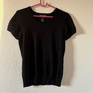 Olivia & Martin Preppy Layer Academia Short Sleeve Sweater Shirt Women PS Black